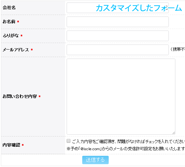 カスタマイズしたフォーム