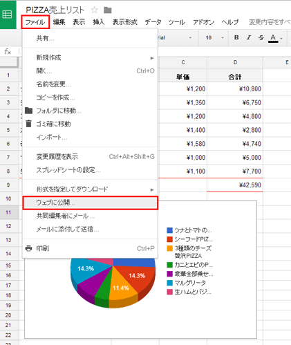 シートをウェブ上に公開する