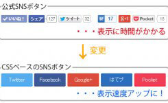 公式SNSボタンをCSSボタンへ変更