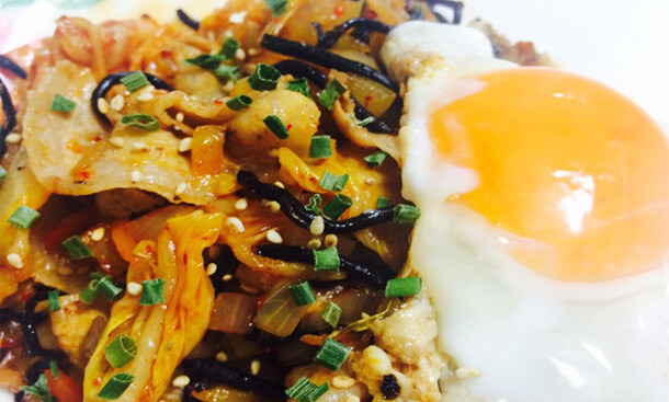 酸味ひじきの豚玉キムチのレシピ