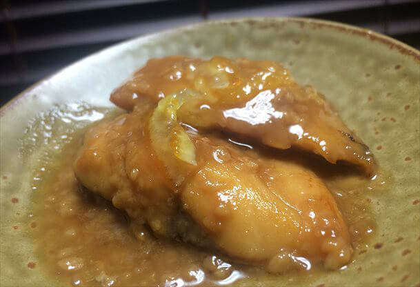 焼き塩サバの甘酒味噌醤油煮込み☆ママレード添え