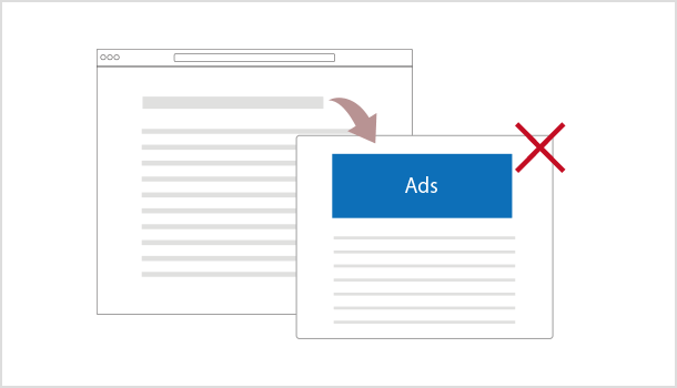 自動ポップアップで広告掲載禁止