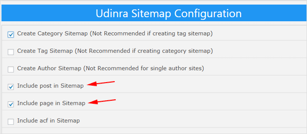 Udinra Sitemap Configuration