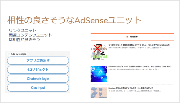 相性の良さそうな AdSense 広告ユニットを置く