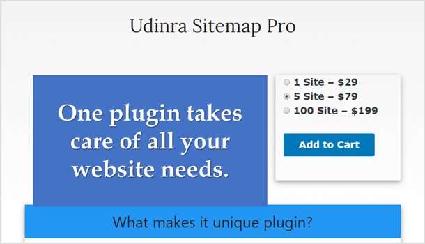 Udinra Sitemap Pro の購入ページ