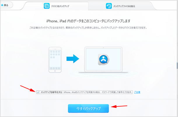 バックアップを暗号化する