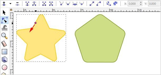 片方だけの角を丸める