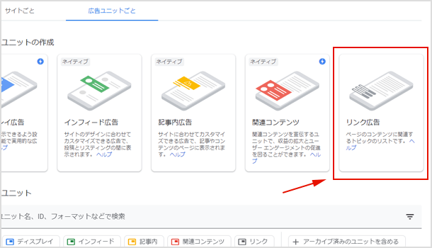 リンク広告のフォーマット