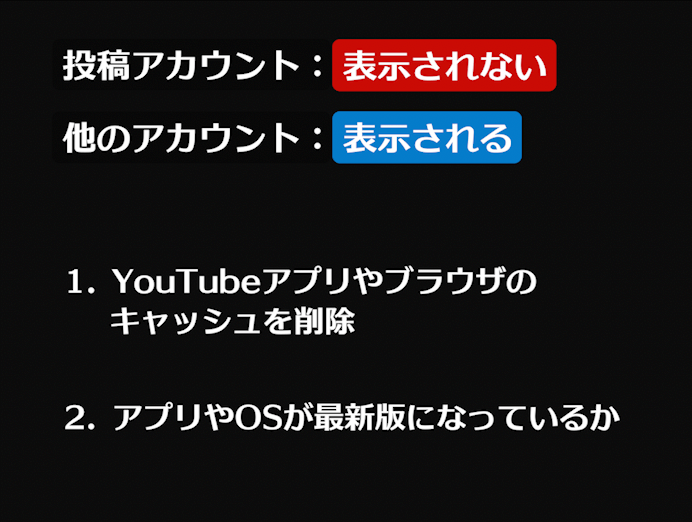 投稿アカウントは表示されない、他のアカウントで表示される