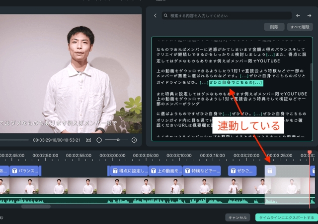 動画内で話している内容がテキスト化