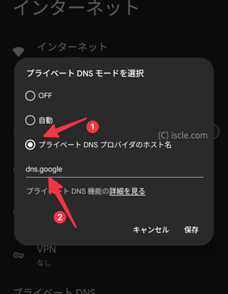 プライベート DNS プロバイダのホスト名