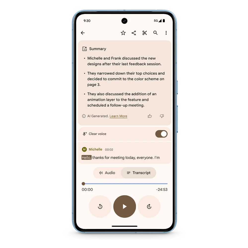 Pixel 8ユーザーにクリア音声機能