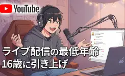 【YouTube】ライブ配信ルール更新により最低年齢が16歳に引き上げ（2025年7月22日〜）