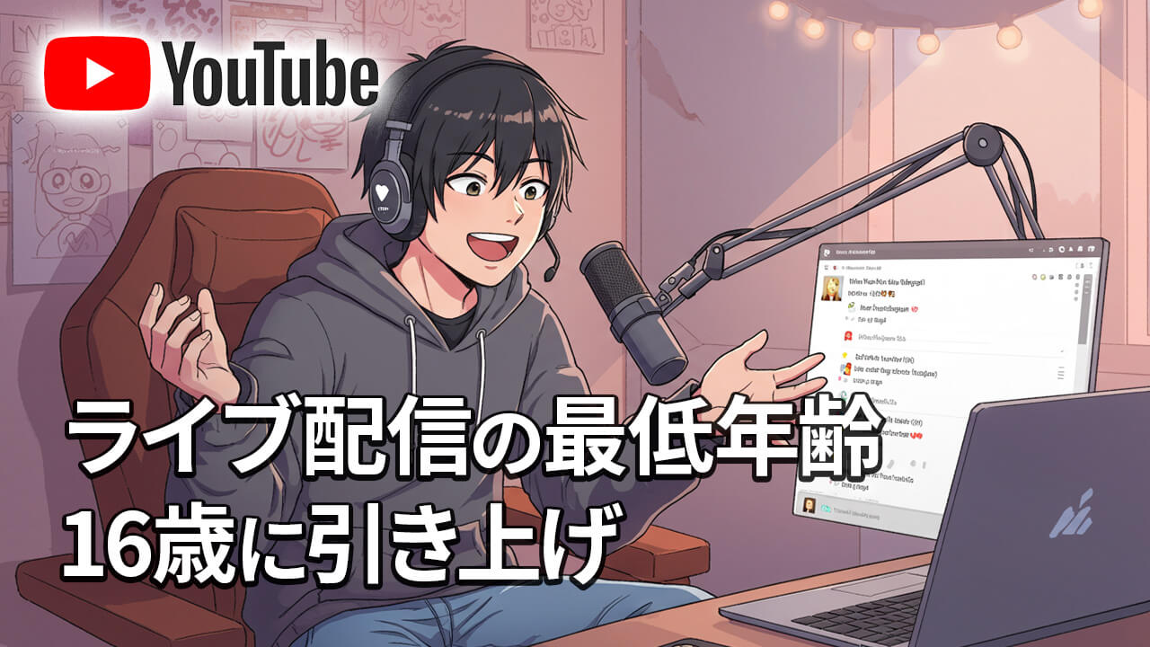 【YouTube】ライブ配信ルール更新により最低年齢が16歳に引き上げ(2025年7月22日〜)