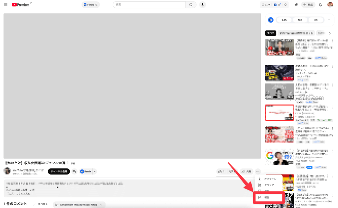 動画ページから報告