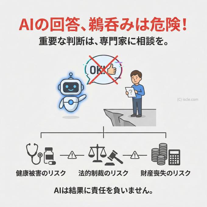 AI からの回答も鵜呑みにすることは危険