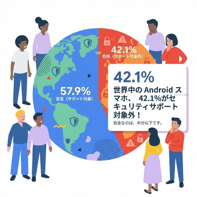 Android スマホのうち、 42.1% がセキュリティ上のサポートを受けられていません