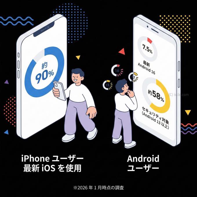 最新の OS を使っている人の割合
