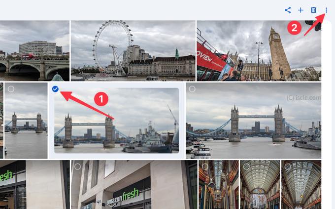 写真の左上にあるチェックマーク