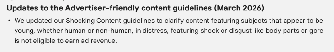「衝撃的なコンテンツに関するガイドライン」が更新