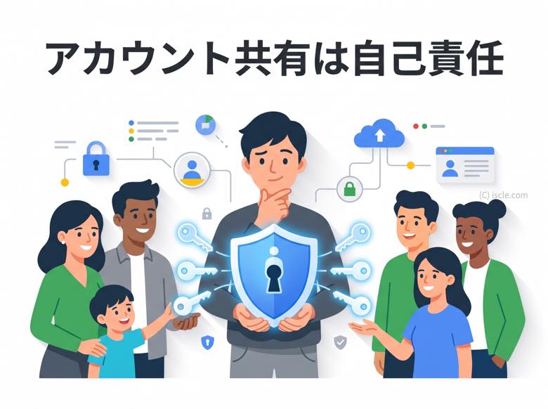 アカウントの共有はすべて自己責任に