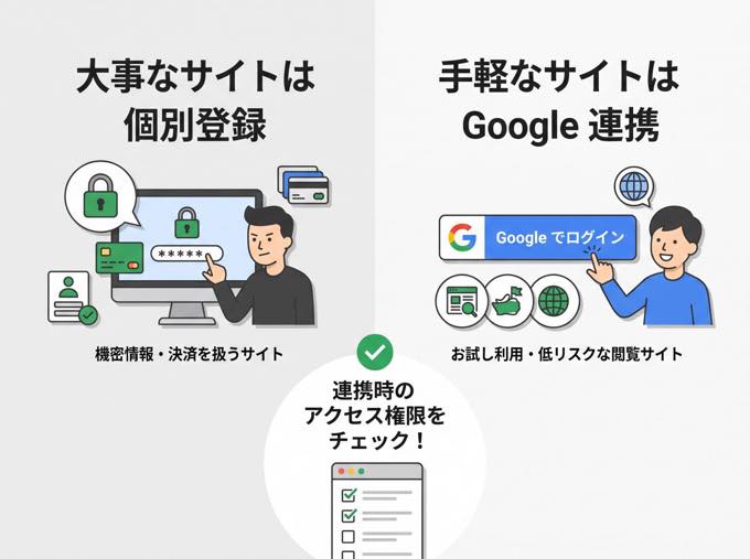 どのサービスで Google ログインを使い、どのサービスで使わないか